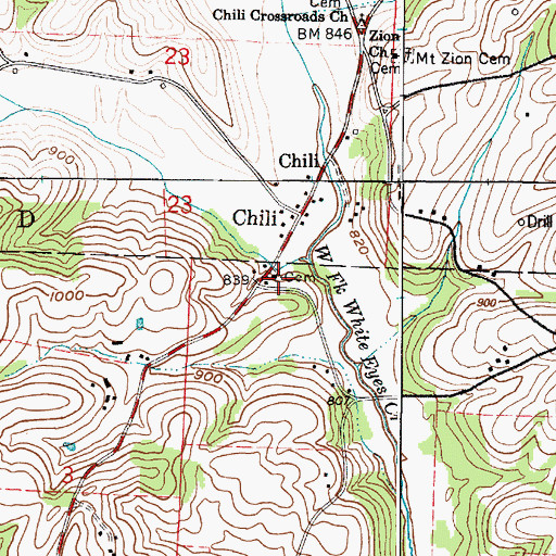 Topographic Map of Chili Cemetery, OH