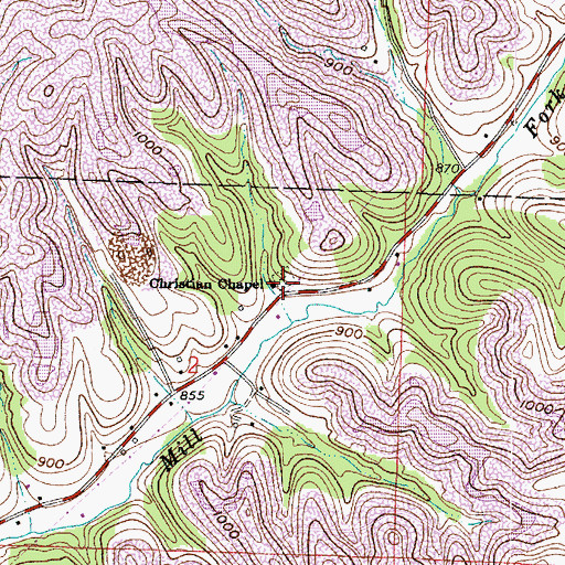 Topographic Map of Christian Chapel Cemetery, OH
