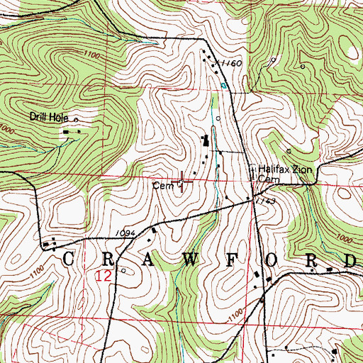 Topographic Map of Halifax Cemetery, OH