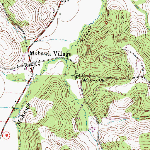 Topographic Map of Mohawk Cemetery, OH