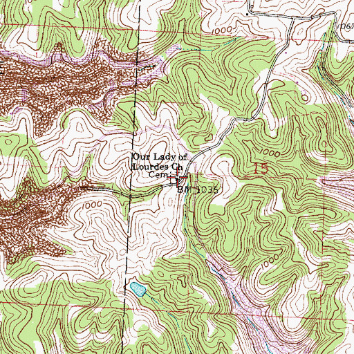 Topographic Map of Our Lady of Lourdes Catholic Cemetery, OH
