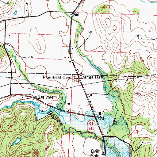Topographic Map of Plainfield Grange Hall, OH