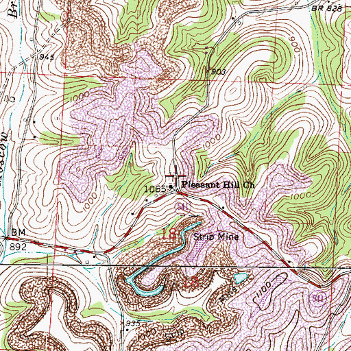 Topographic Map of Pleasant Hill Baptist Cemetery, OH