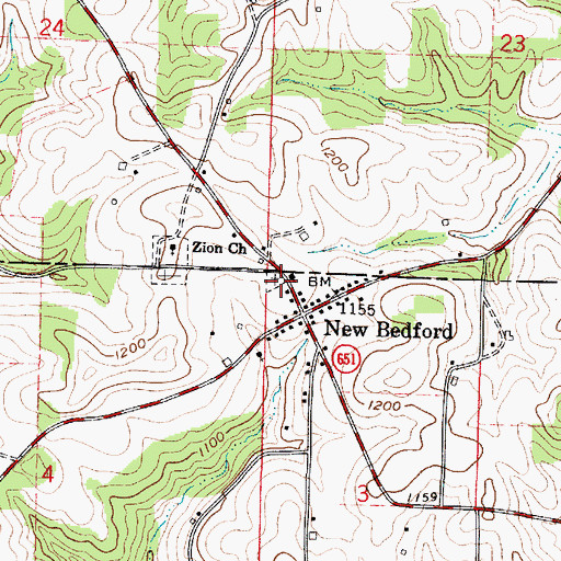 Topographic Map of Saint Johns Evangelical Lutheran Cemetery, OH
