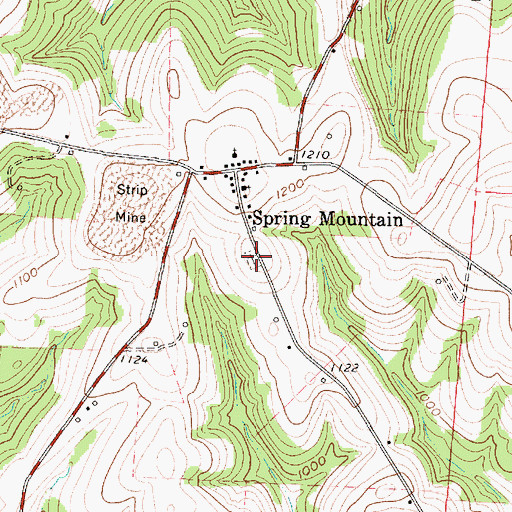 Topographic Map of Spring Mountain Cemetery, OH