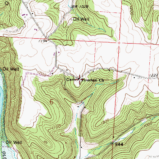 Topographic Map of Tiverton Baptist Cemetery, OH