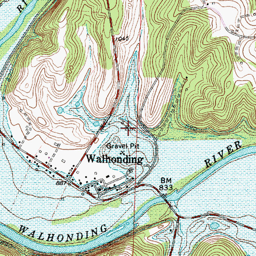 Topographic Map of Walhonding Cemetery, OH