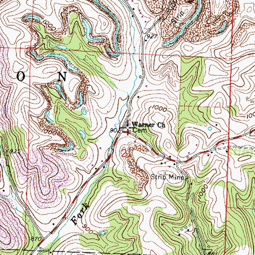 Topographic Map of Warner Methodist Cemetery, OH