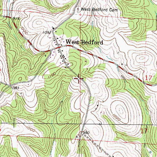 Topographic Map of West Bedford Number 2 Cemetery, OH