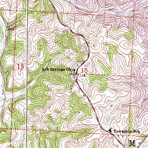 Topographic Map of Ark Springs Baptist Cemetery, OH