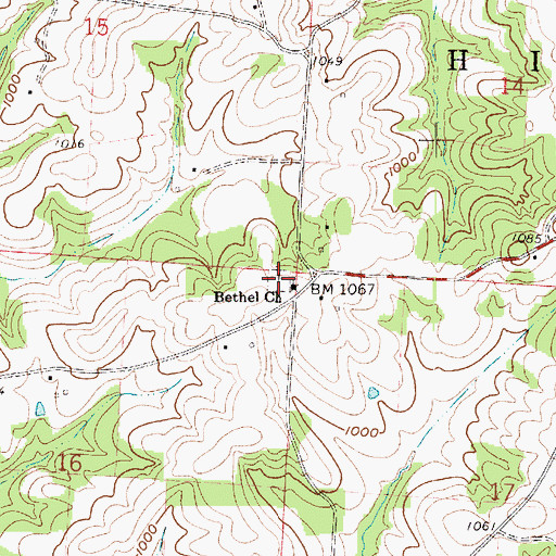 Topographic Map of Bethel Methodist Cemetery, OH