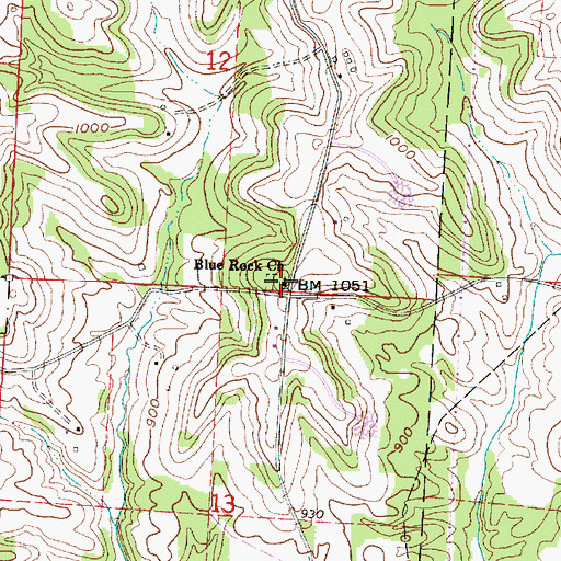 Topographic Map of Blue Rock Baptist Cemetery, OH
