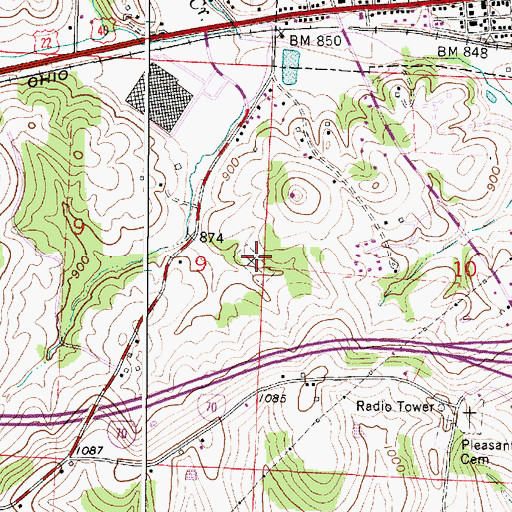 Topographic Map of Crooked Creek Cemetery, OH
