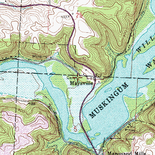 Topographic Map of Maysville Methodist Cemetery, OH