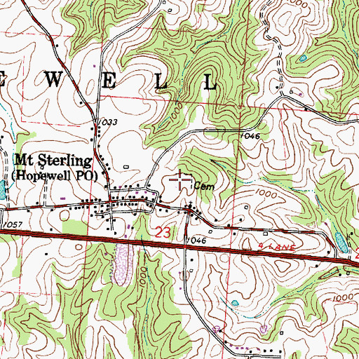 Topographic Map of Mount Sterling Cemetery, OH