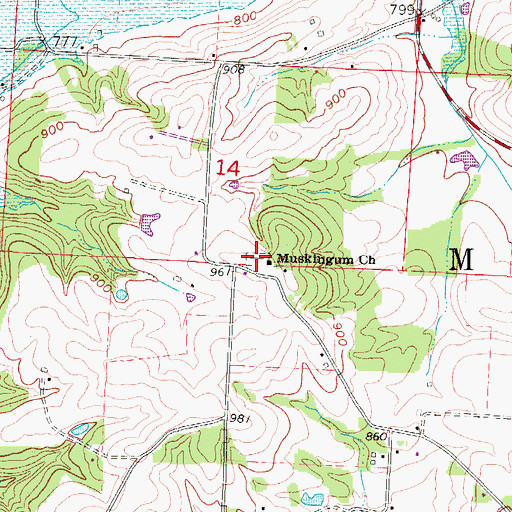 Topographic Map of Muskingum Presbyterian Cemetery, OH