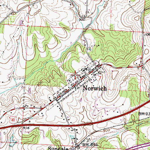 Topographic Map of Norwich Methodist Cemetery, OH