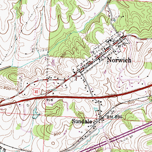 Topographic Map of Norwich United Presbyterian Cemetery, OH