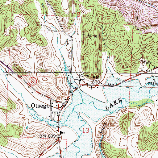 Topographic Map of Otsego Methodist Cemetery, OH