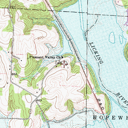 Topographic Map of Pleasant Valley Baptist Cemetery, OH