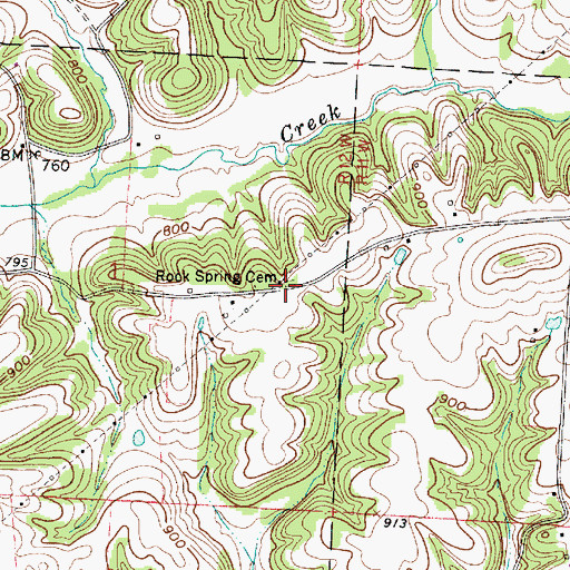 Topographic Map of Rock Spring Cemetery, OH
