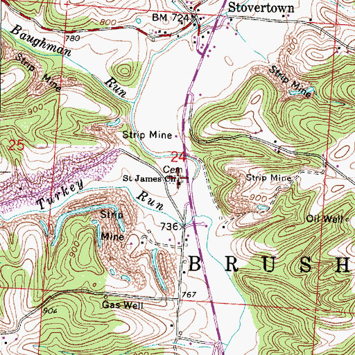 Topographic Map of Saint Johns English Lutheran Cemetery, OH