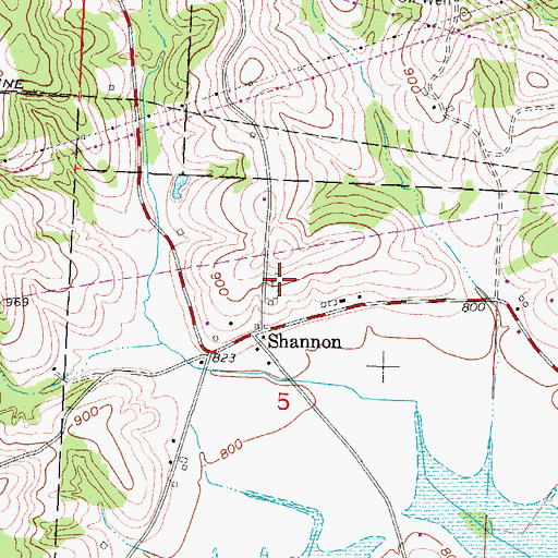 Topographic Map of Shannon Baptist Cemetery, OH