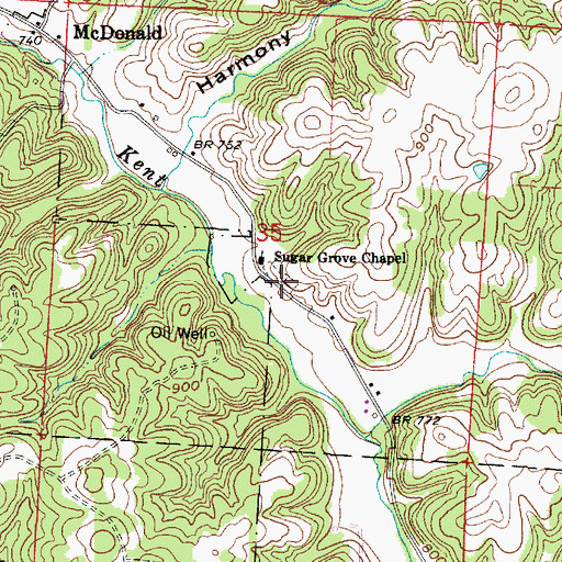 Topographic Map of Sugar Grove Cemetery, OH