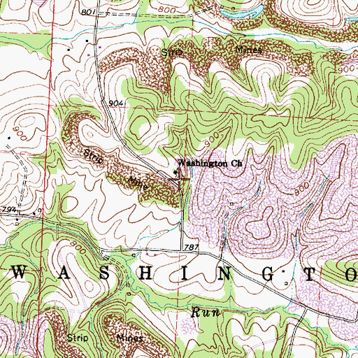 Topographic Map of Washington Baptist Cemetery, OH