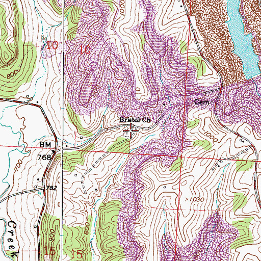 Topographic Map of Bristol Cemetery, OH