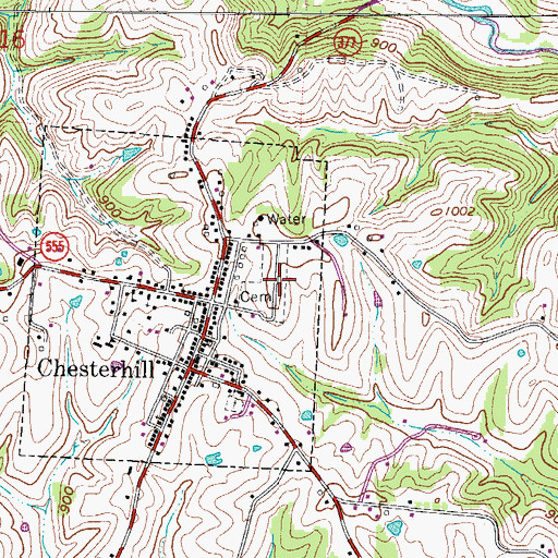 Topographic Map of Chesterhill Cemetery, OH