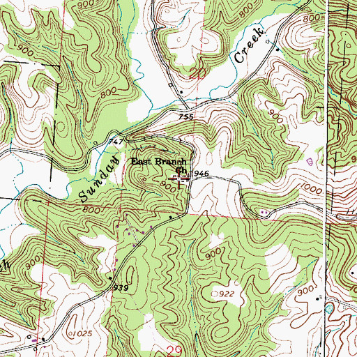 Topographic Map of East Branch Cemetery, OH