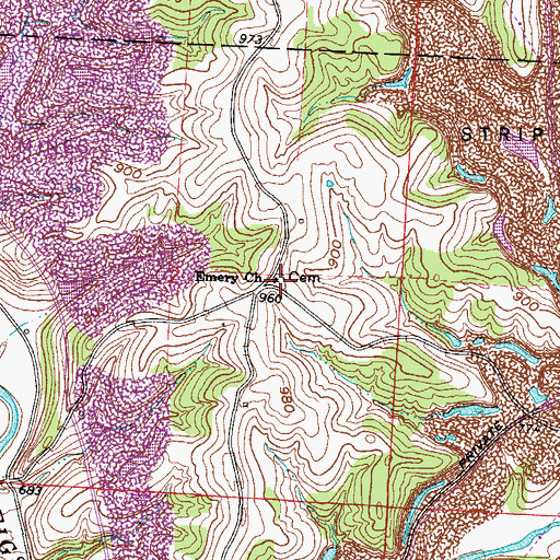 Topographic Map of Emery Cemetery, OH