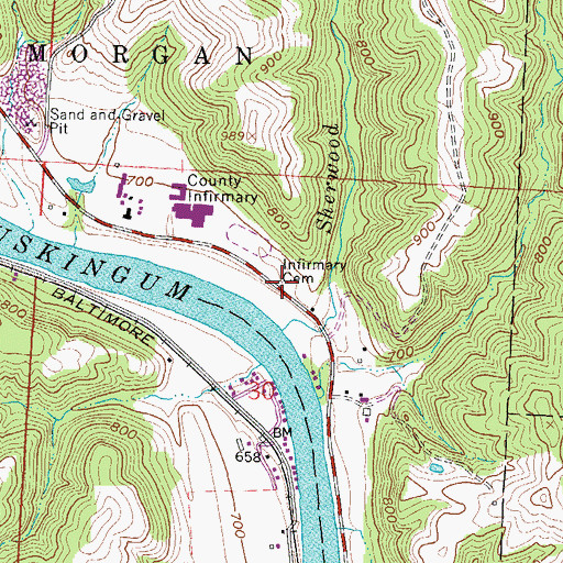 Topographic Map of Infirmary Cemetery, OH