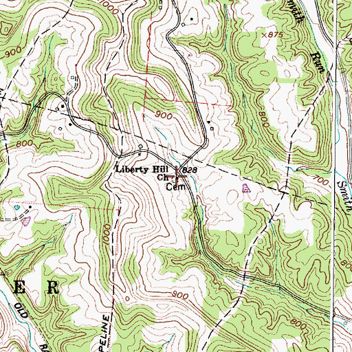 Topographic Map of Liberty Hill Cemetery, OH