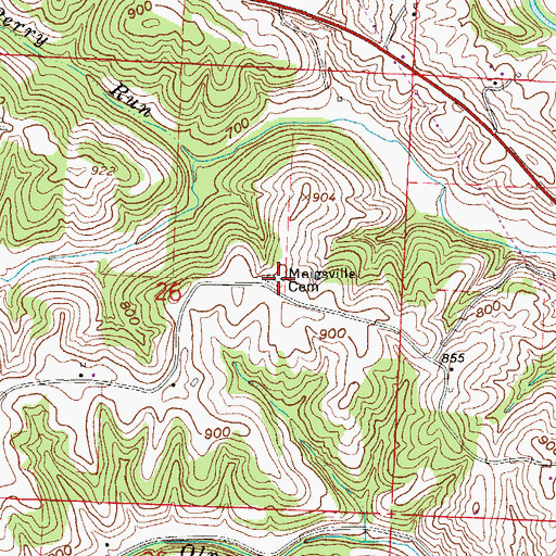 Topographic Map of Meigsville Cemetery, OH