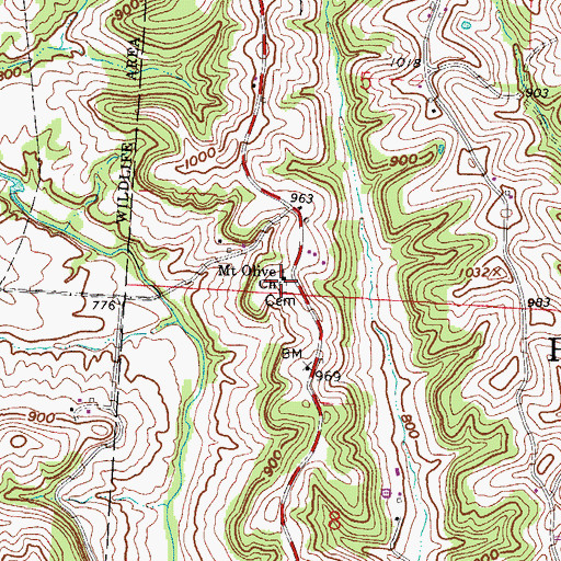 Topographic Map of Mount Olive Cemetery, OH