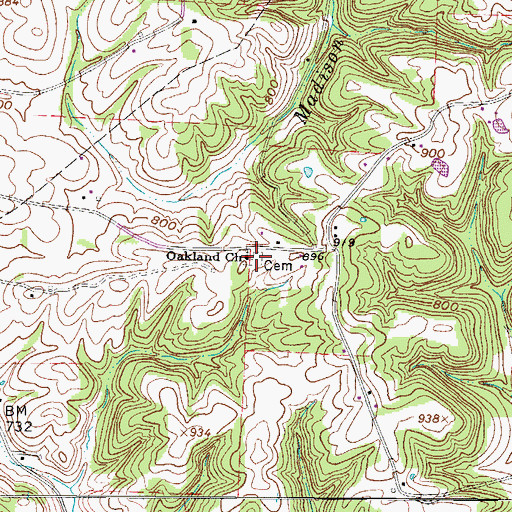Topographic Map of Oakland Cemetery, OH