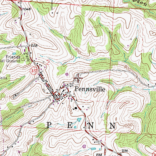 Topographic Map of Pennsville Cemetery, OH