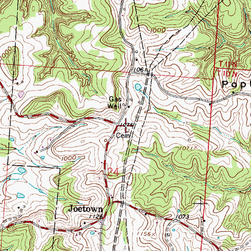 Topographic Map of Risen Cemetery, OH