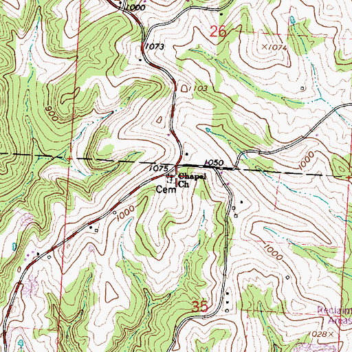 Topographic Map of Wesley Chapel Cemetery, OH
