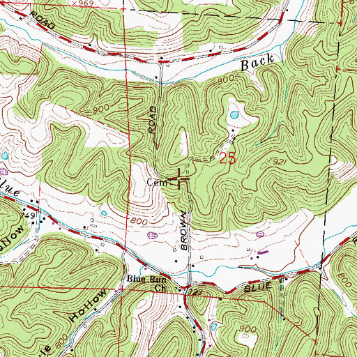 Topographic Map of Blue Run Cemetery, OH