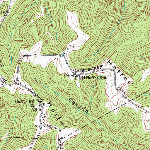 Topographic Map of Hoffer Hill Cemetery, OH