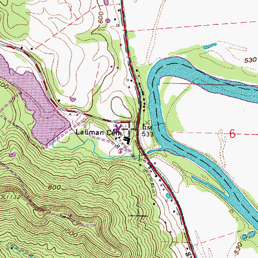 Topographic Map of Lauman Cemetery, OH
