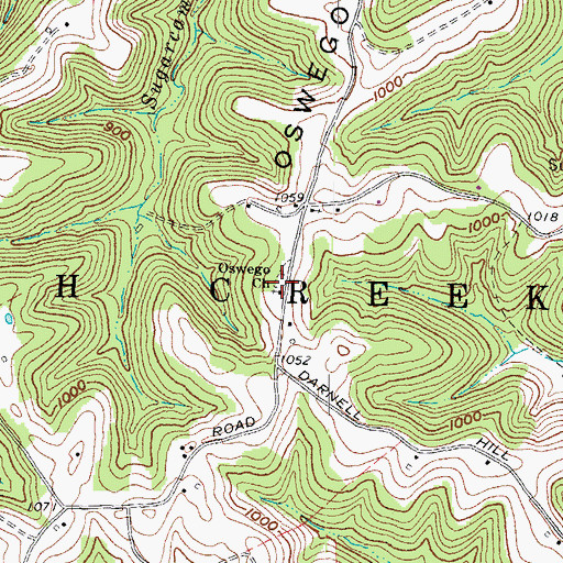 Topographic Map of Oswego Cemetery, OH