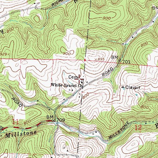 Topographic Map of White Gravel Cemetery, OH