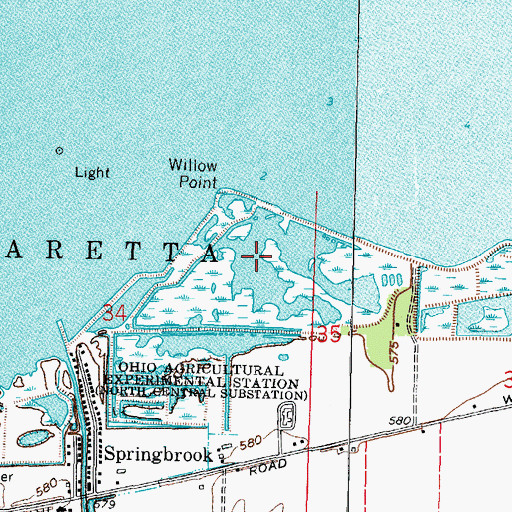 Topographic Map of Willow Point Marsh, OH