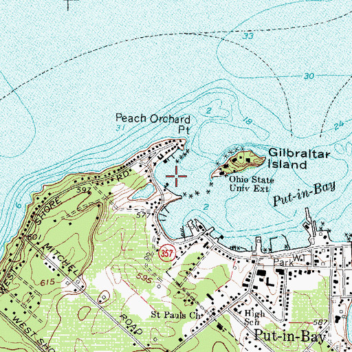 Topographic Map of Fishery Bay, OH
