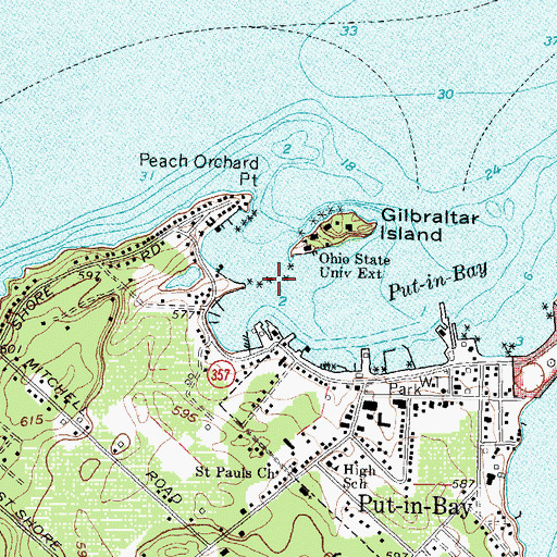 Topographic Map of Gibraltar Bar, OH