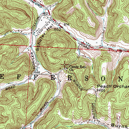 Topographic Map of Candy Run Baptist Cemetery, OH
